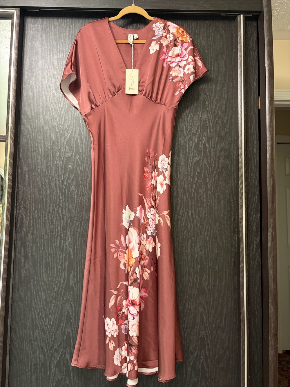 Joie Rust Floral Maxi Dress with V-Neck